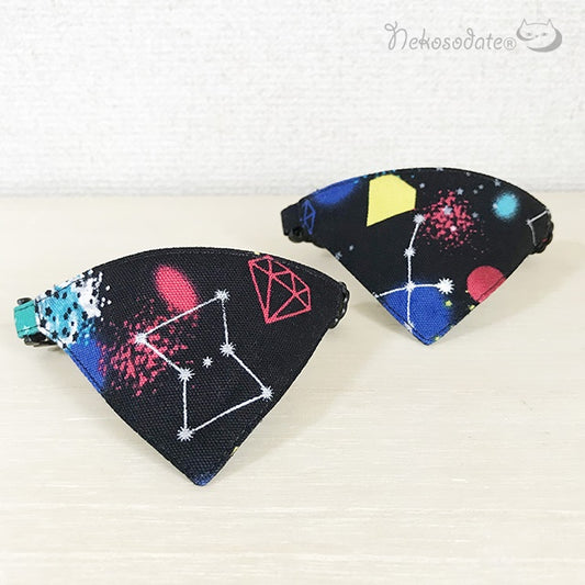 【星座の宝箱柄】まじめな首輪・目立つバンダナ風/選べるアジャスター 子猫から成猫 - ネコソダテ®日本で唯一のまじめな首輪®専門店