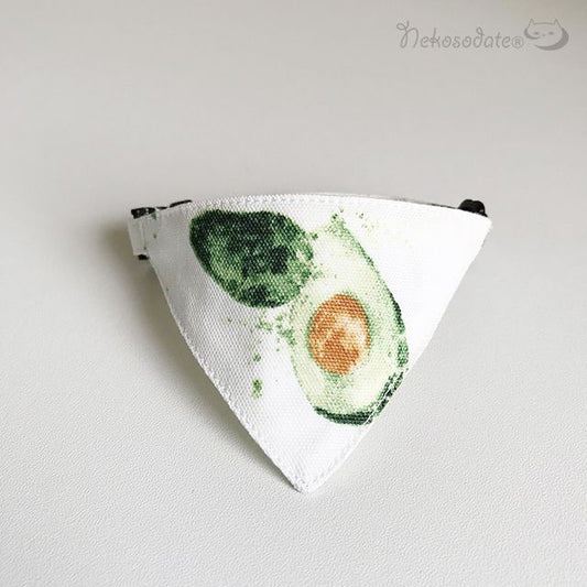 【アボカド柄】まじめな首輪・目立つバンダナ風/選べるアジャスター 子猫から成猫 - ネコソダテ®日本で唯一のまじめな首輪®専門店