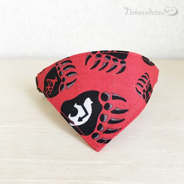 【ベアフット柄】猫用バンダナ風首輪/選べる選べるアジャスター 猫首輪 - ネコソダテ®日本で唯一のまじめな首輪®専門店