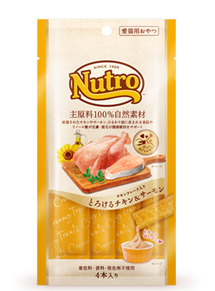 ニュートロ とろけるシリーズ・チキンフレーク入りとろけるチキン&サーモン 4本入り - ネコソダテ®日本で唯一のまじめな首輪®専門店