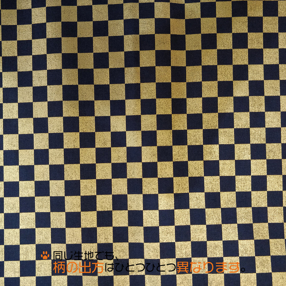 【ゴールデン市松柄ブラック】まじめな首輪・目立つバンダナ風/選べるアジャスター 猫首輪