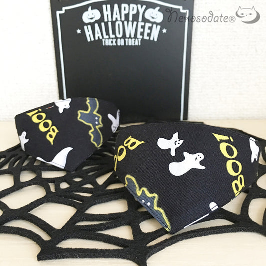 【おばけの夜】まじめな首輪・目立つバンダナ風/選べるアジャスター 猫首輪