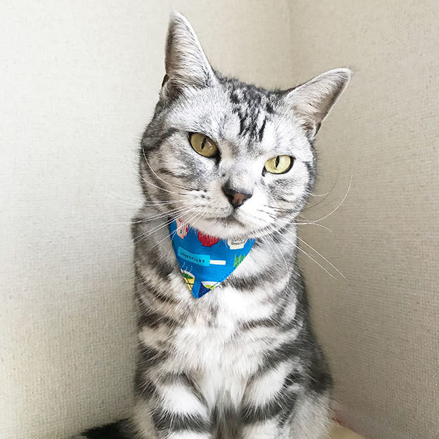 あがり一丁柄ブルー】まじめな首輪・目立つバンダナ風/選べる あがり一丁柄ブルー】まじめな首輪・目立つバンダナ風/選べる