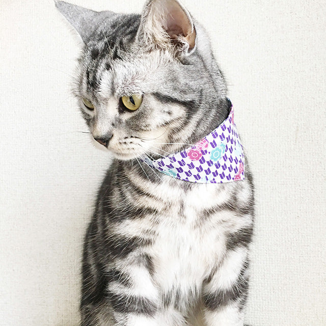 [Tra Safari Blue] Serious Collar / Conspicuous Bandana Style / Selectable Adjuster Cat Collar