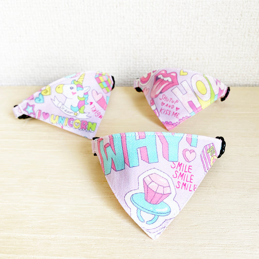 [Girly pop pattern] Serious collar, conspicuous bandana style / selectable adjuster cat collar
