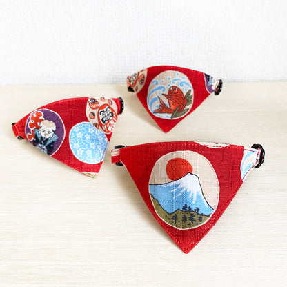 [Madoka Lucky Red] Serious Collar / Conspicuous Bandana Style / Selectable Adjuster Cat Collar