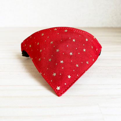 [Glitter dot star pattern red] Serious collar, conspicuous bandana style / selectable adjuster