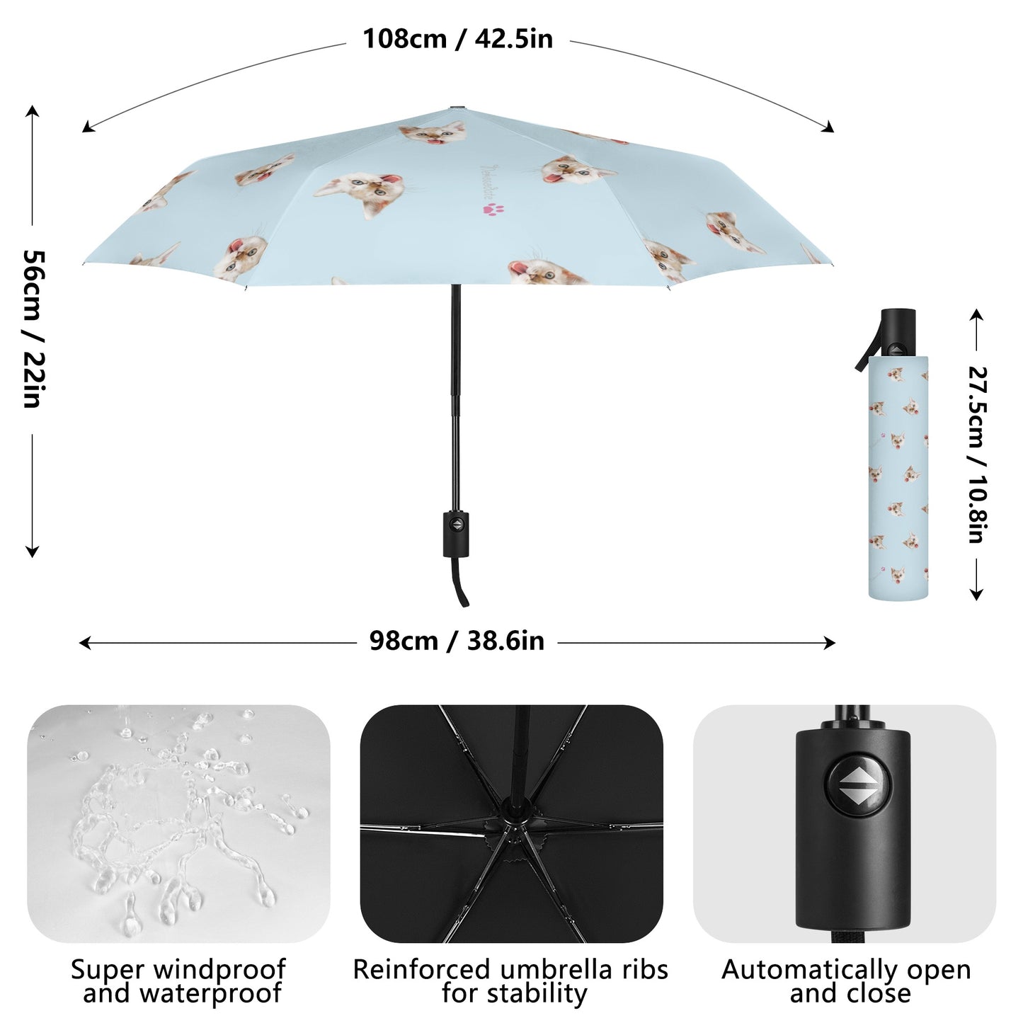 折り畳み傘/びっくりどん兵衛 - Fully Auto Open & Close Umbrella Printing Outside