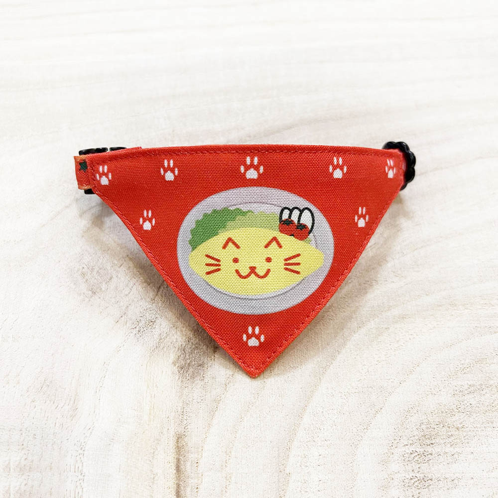 [Reconcile with cats, orange pattern] Serious collar, conspicuous bandana style poem series, self-nyan / selectable safety buckle cat collar