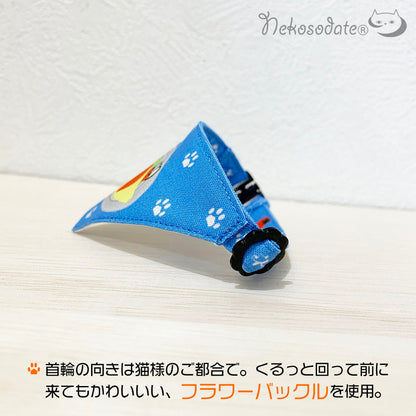 [Reconcile with cats, orange pattern] Serious collar, conspicuous bandana style poem series, self-nyan / selectable safety buckle cat collar