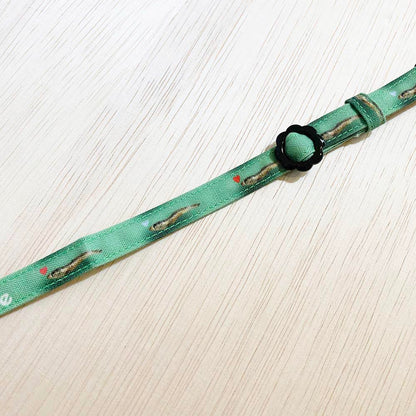 【にぼし柄ライトブルー】まじめな首輪-なじむストレート／ 選べるセーフティバックル 猫用首輪 安全首輪