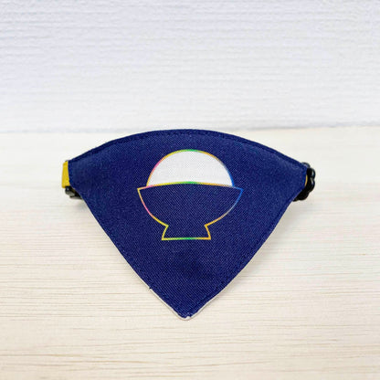 【ネオンごはん柄】まじめな首輪・目立つバンダナ風 裏に連絡先が書けるセルフニャン（ポエム） 猫 首輪 セーフティ 安全バックル