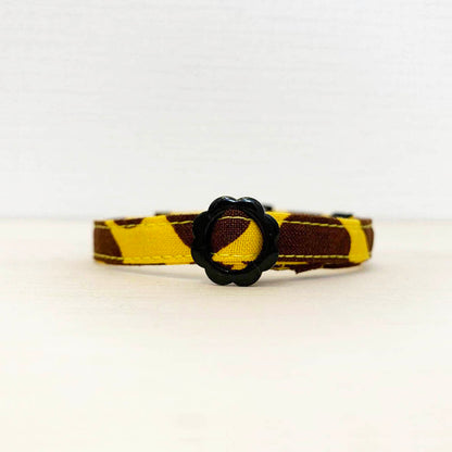 【そこはかとなくキリン柄】まじめな首輪-なじむストレート／ 選べるセーフティバックル 猫用首輪 安全首輪