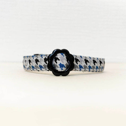 【紳士の千鳥柄】まじめな首輪-なじむストレート／ 選べるセーフティバックル 猫用首輪 安全首輪