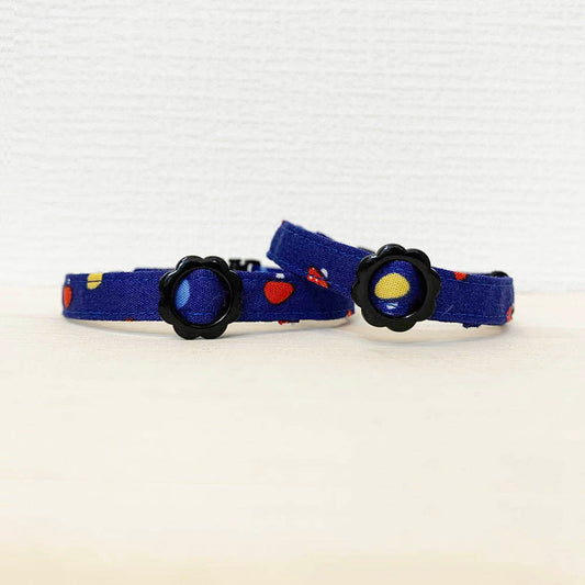 カラフルきのこ｜まじめな首輪® なじむストレート／選べるセーフティバックル【首輪嫌いの猫様専門】