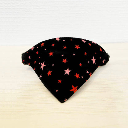 夜空にまたたく紅い星々｜まじめな首輪・目立つバンダナ風／安全バックル 首輪嫌いの猫様専門 猫首輪