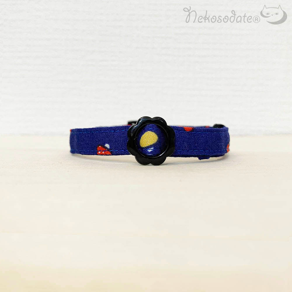 カラフルきのこ｜まじめな首輪® なじむストレート／選べるセーフティバックル【首輪嫌いの猫様専門】