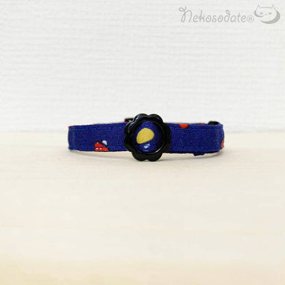 カラフルきのこ｜まじめな首輪® なじむストレート／選べるセーフティバックル【首輪嫌いの猫様専門】