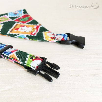 [Stamp Santa pattern] Serious collar, conspicuous bandana style / selectable adjuster cat collar