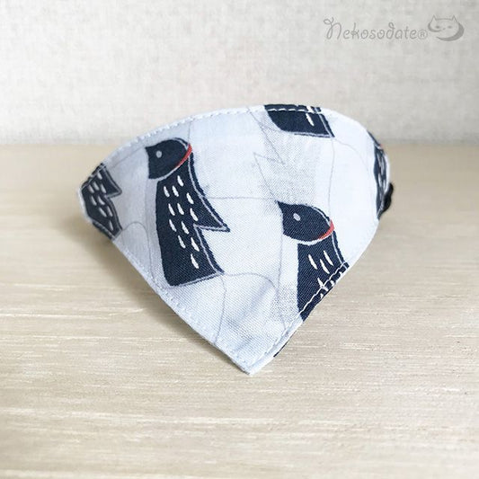 [Trompe l'oeil penguins pattern] Serious collar, conspicuous bandana style / selectable adjuster cat collar