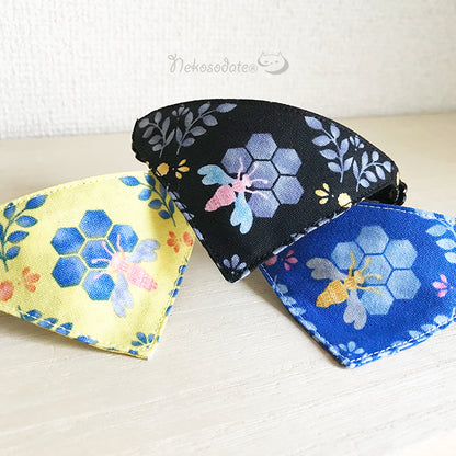 [Hachi pattern yellow] Serious collar, conspicuous bandana style / selectable adjuster cat collar