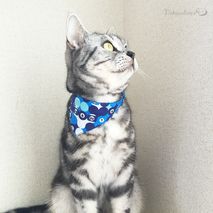 [Billiard ball pattern blue] Serious collar, conspicuous bandana style / selectable adjuster cat collar