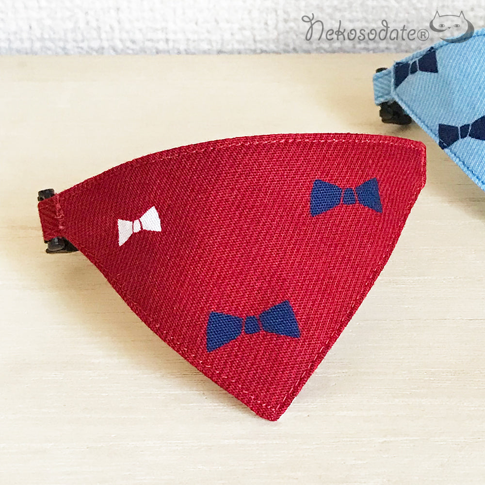 [Ribbon pattern red] Serious collar, conspicuous bandana style / selectable adjuster cat collar