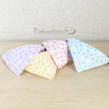 [Pastel heart pattern blue] Serious collar, conspicuous bandana style / selectable adjuster cat collar