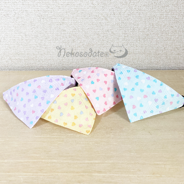 [Pastel Heart Pattern Purple] Serious Collar / Conspicuous Bandana Style / Selectable Adjuster Cat Collar