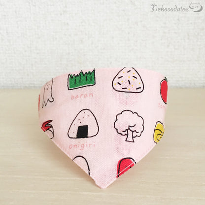 [Lunch Box Pattern Pink] Serious Collar / Conspicuous Bandana Style / Selectable Adjuster Cat Collar