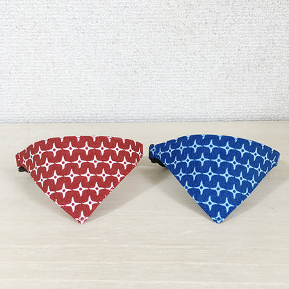 [Shuriken pattern red] Serious collar, conspicuous bandana style / selectable adjuster cat collar
