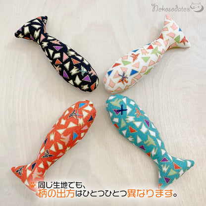 なぜかよく遊ぶちび魚・折り鶴柄 - ネコソダテ®日本で唯一のまじめな首輪®専門店