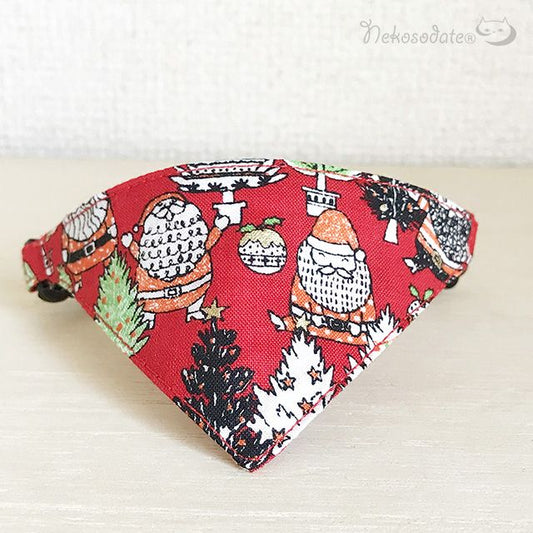 [Santa's gathering pattern red] Serious collar, conspicuous bandana style / selectable adjuster cat collar