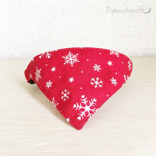 [Snow pattern red] Serious collar, conspicuous bandana style / selectable adjuster cat collar