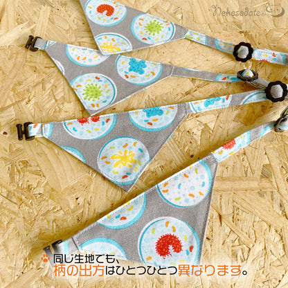 [Petri dish microbial pattern] Serious collar, conspicuous bandana style / selectable adjuster cat collar