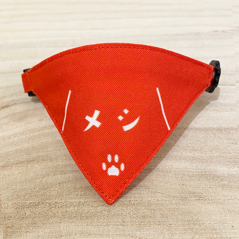 [Meshi pattern red] Serious collar, conspicuous bandana style poem series, self-nyan / selectable safety buckle cat collar
