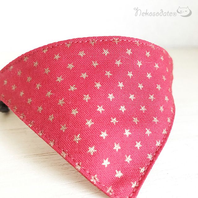[Gold Star Pattern Red] Serious Collar / Conspicuous Bandana Style / Selectable Adjuster Cat Collar
