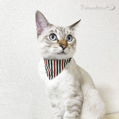 [Noel stripe pattern] Serious collar, conspicuous bandana style / selectable adjuster cat collar