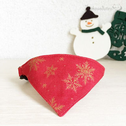 [Big Snow Pattern Red] Serious Collar / Conspicuous Bandana Style / Selectable Adjuster Cat Collar