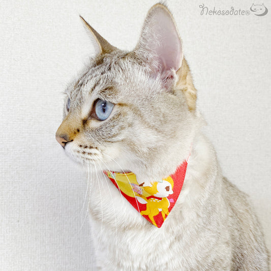 [Retro animal pattern] Serious collar, conspicuous bandana style / selectable adjuster cat collar