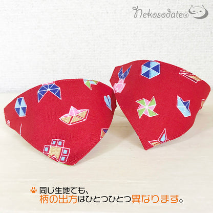 [Origami play pattern] Serious collar, conspicuous bandana style / selectable adjuster cat collar