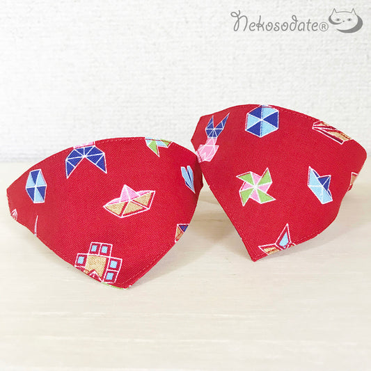 [Origami play pattern] Serious collar, conspicuous bandana style / selectable adjuster cat collar