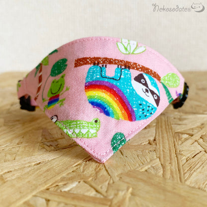 [Rainbow-colored animal pattern] Serious collar, conspicuous bandana style / selectable adjuster cat collar