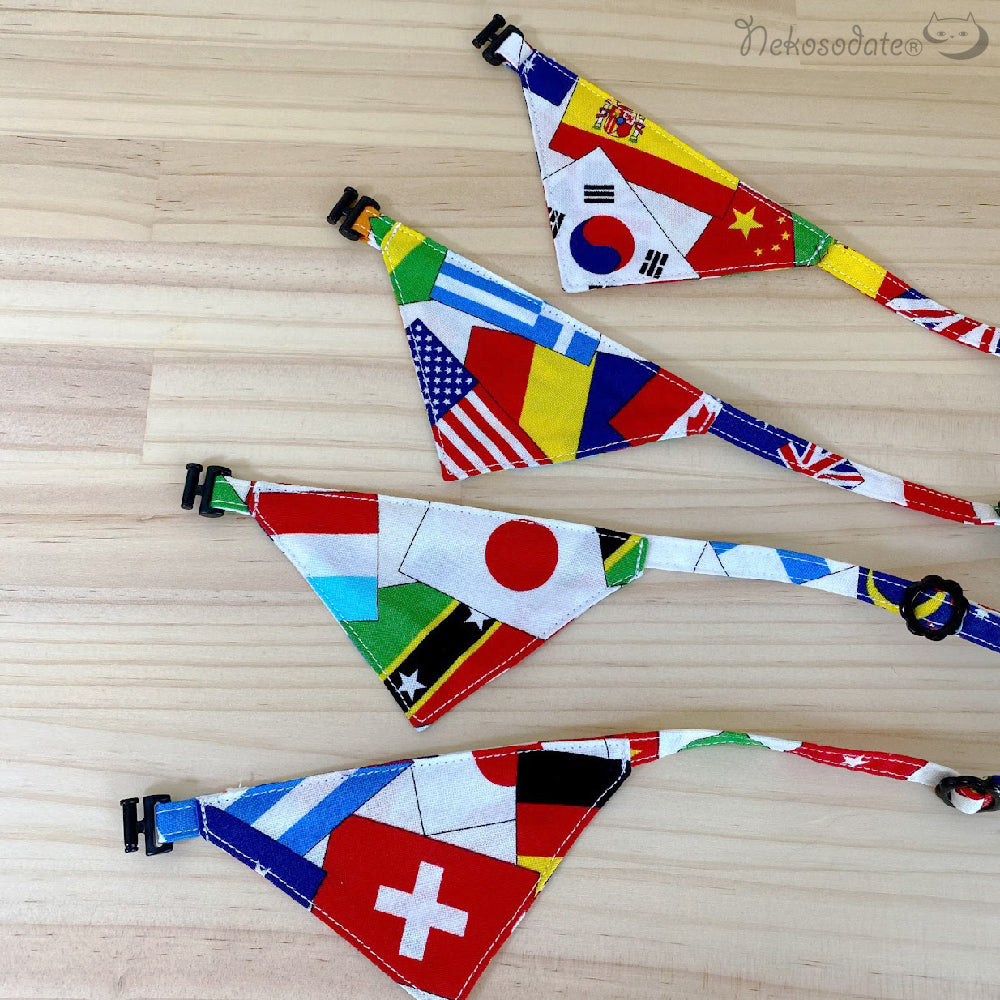 [Various national flags] Serious collar, conspicuous bandana style / selectable adjuster cat collar