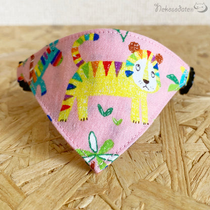 [Rainbow-colored animal pattern] Serious collar, conspicuous bandana style / selectable adjuster cat collar