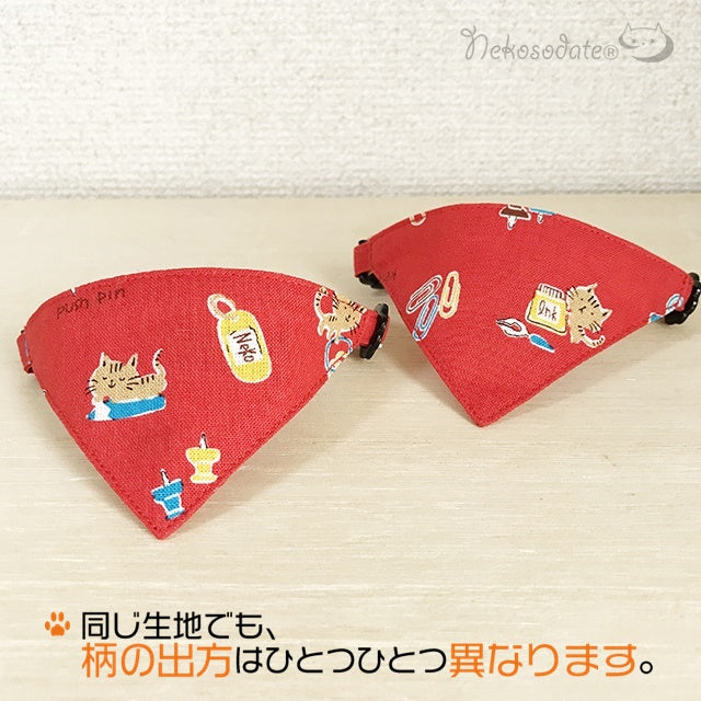 [Animal stationery pattern] Serious collar, conspicuous bandana style / selectable adjuster cat collar