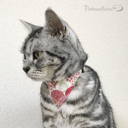 [Rabbit pattern] Serious collar, conspicuous bandana style / selectable adjuster cat collar