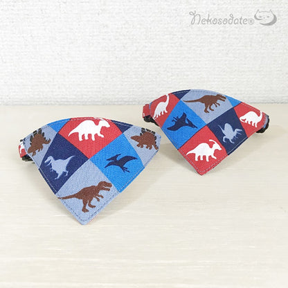 [Jurassic Square Pattern] Serious Collar / Conspicuous Bandana Style / Selectable Adjuster Cat Collar