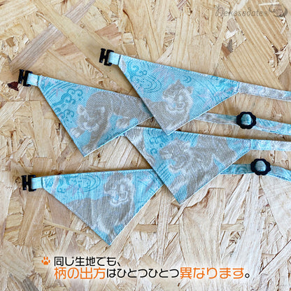 [Gorgeous tiger pattern blue] Serious collar, conspicuous bandana style / selectable adjuster cat collar