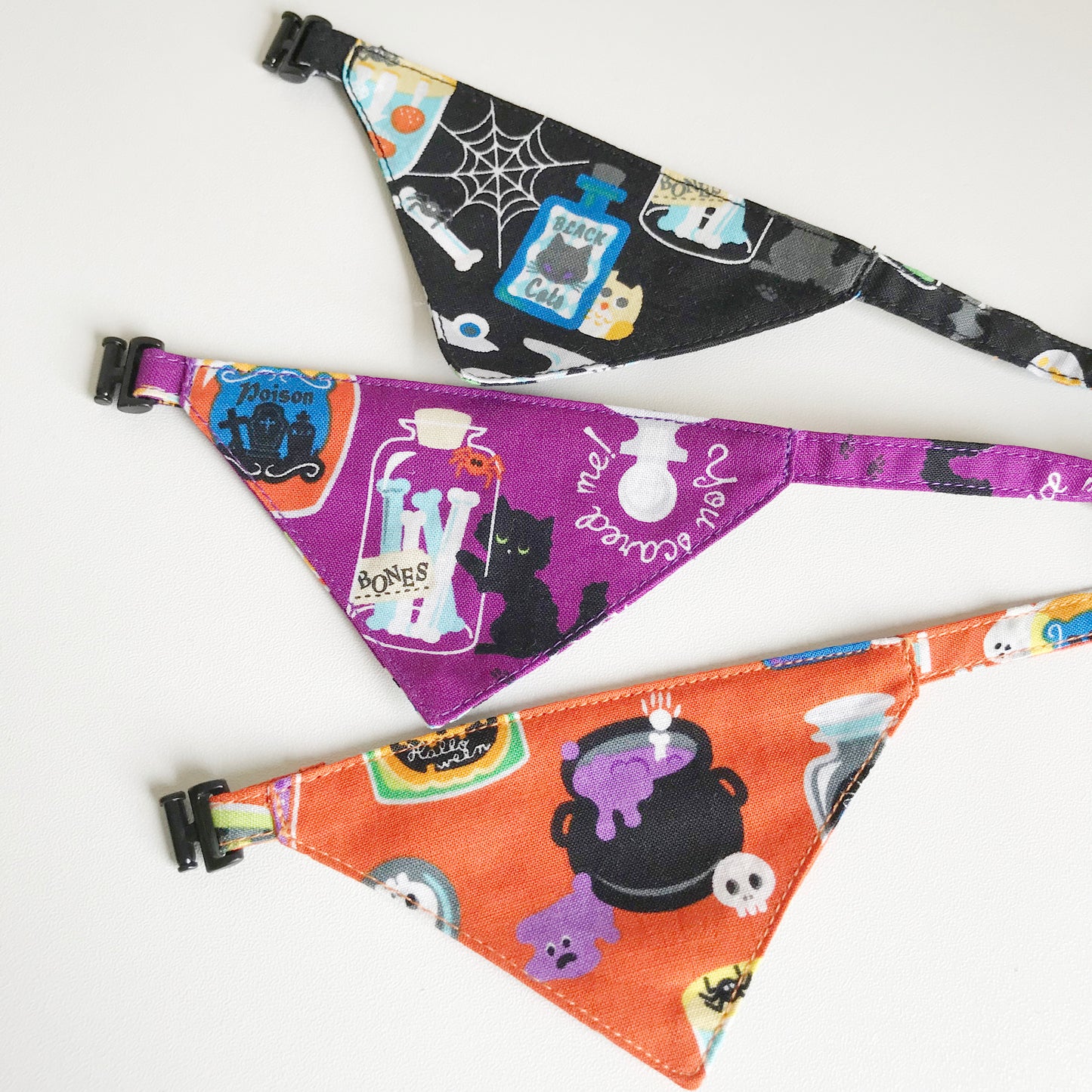 [Ghost Lab Pattern Purple] Serious Collar / Conspicuous Bandana Style / Selectable Adjuster Cat Collar
